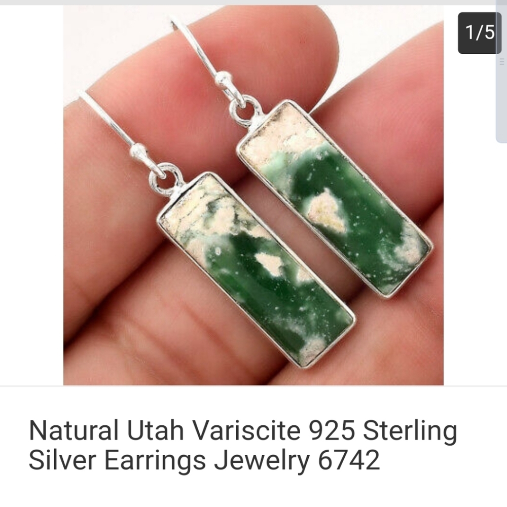 Genuine Utah Variscite Gemstone Earrings  T5